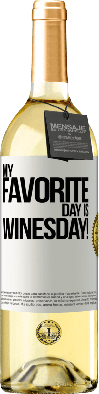 29,95 € Spedizione Gratuita | Vino bianco Edizione WHITE My favorite day is winesday! Etichetta Bianca. Etichetta personalizzabile Vino giovane Raccogliere 2023 Verdejo