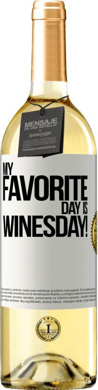 29,95 € Envio grátis | Vinho branco Edição WHITE My favorite day is winesday! Etiqueta Branca. Etiqueta personalizável Vinho jovem Colheita 2023 Verdejo