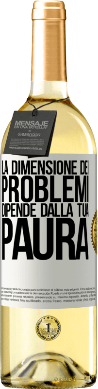 29,95 € Spedizione Gratuita | Vino bianco Edizione WHITE La dimensione dei problemi dipende dalla tua paura Etichetta Bianca. Etichetta personalizzabile Vino giovane Raccogliere 2025 Verdejo