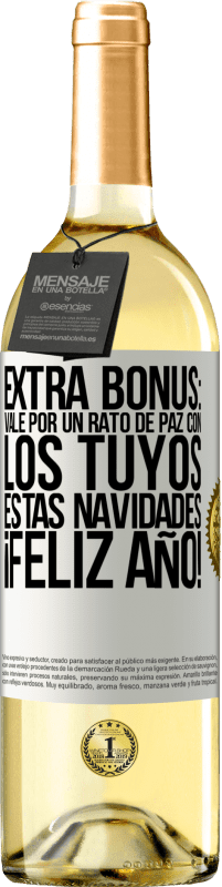 29,95 € Envío gratis | Vino Blanco Edición WHITE Extra Bonus: Vale por un rato de paz con los tuyos estas navidades. Feliz Año! Etiqueta Blanca. Etiqueta personalizable Vino joven Cosecha 2024 Verdejo