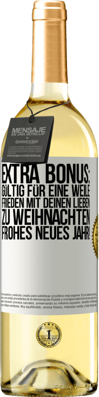 29,95 € Kostenloser Versand | Weißwein WHITE Ausgabe Extra Bonus: gültig für eine Weile Frieden mit deinen Lieben zu Weihnachten. Frohes neues Jahr! Weißes Etikett. Anpassbares Etikett Junger Wein Ernte 2024 Verdejo