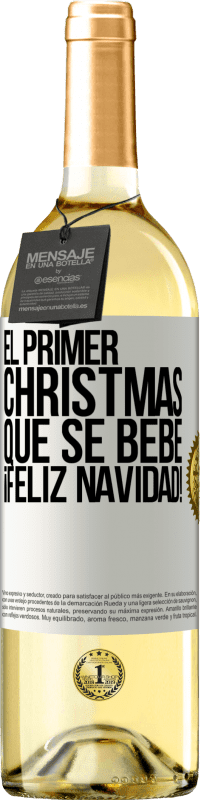 29,95 € Envío gratis | Vino Blanco Edición WHITE El primer christmas que se bebe. Feliz navidad! Etiqueta Blanca. Etiqueta personalizable Vino joven Cosecha 2024 Verdejo