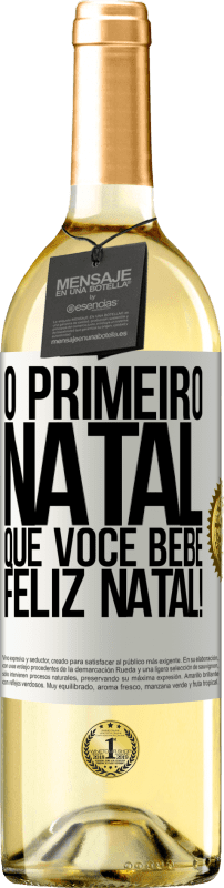 29,95 € Envio grátis | Vinho branco Edição WHITE O primeiro Natal que você bebe. Feliz Natal! Etiqueta Branca. Etiqueta personalizável Vinho jovem Colheita 2024 Verdejo