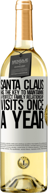 29,95 € Бесплатная доставка | Белое вино Издание WHITE У Деда Мороза есть ключ к поддержанию идеальных семейных отношений: посещение один раз в год Белая этикетка. Настраиваемая этикетка Молодое вино Урожай 2023 Verdejo