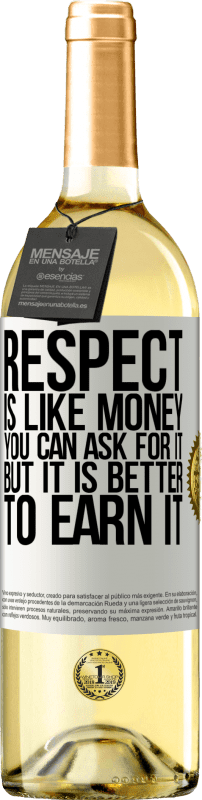 29,95 € Free Shipping | White Wine WHITE Edition Respect is like money. You can ask for it, but it is better to earn it White Label. Customizable label Young wine Harvest 2024 Verdejo