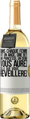 29,95 € Envoi gratuit | Vin blanc Édition WHITE Dans chaque femme vit un ange, une bête ,une princesse, un démon. Vous aurez celle que vous réveillerez. Étiquette Blanche. Étiquette personnalisable Vin jeune Récolte 2024 Verdejo