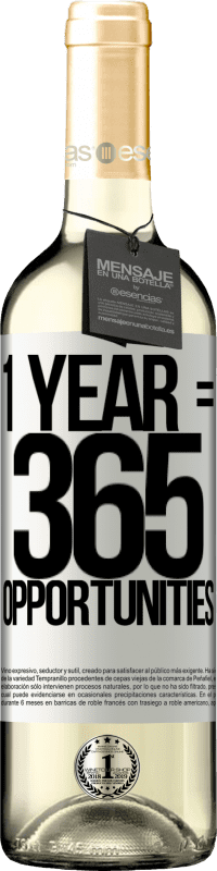 29,95 € Envoi gratuit | Vin blanc Édition WHITE 1 year 365 opportunities Étiquette Blanche. Étiquette personnalisable Vin jeune Récolte 2023 Verdejo