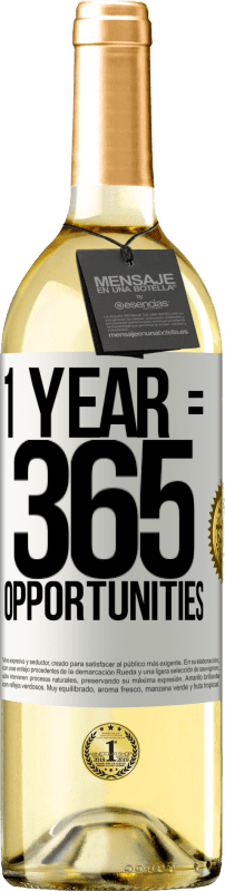 29,95 € Spedizione Gratuita | Vino bianco Edizione WHITE 1 year 365 opportunities Etichetta Bianca. Etichetta personalizzabile Vino giovane Raccogliere 2024 Verdejo