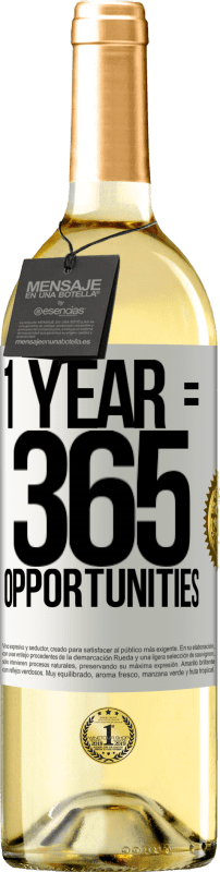 29,95 € Envio grátis | Vinho branco Edição WHITE 1 year 365 opportunities Etiqueta Branca. Etiqueta personalizável Vinho jovem Colheita 2024 Verdejo