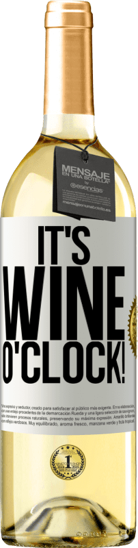 29,95 € Envío gratis | Vino Blanco Edición WHITE It's wine o'clock! Etiqueta Blanca. Etiqueta personalizable Vino joven Cosecha 2023 Verdejo