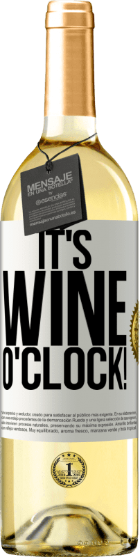 29,95 € Kostenloser Versand | Weißwein WHITE Ausgabe It's wine o'clock! Weißes Etikett. Anpassbares Etikett Junger Wein Ernte 2023 Verdejo