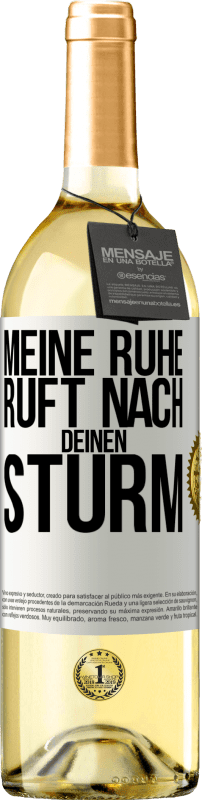 29,95 € Kostenloser Versand | Weißwein WHITE Ausgabe Meine Ruhe ruft nach deinen Sturm Weißes Etikett. Anpassbares Etikett Junger Wein Ernte 2024 Verdejo