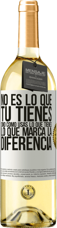 29,95 € Envío gratis | Vino Blanco Edición WHITE No es lo que tú tienes, sino cómo usas lo que tienes, lo que marca la diferencia Etiqueta Blanca. Etiqueta personalizable Vino joven Cosecha 2024 Verdejo