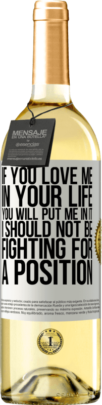 29,95 € Free Shipping | White Wine WHITE Edition If you love me in your life, you will put me in it. I should not be fighting for a position White Label. Customizable label Young wine Harvest 2025 Verdejo