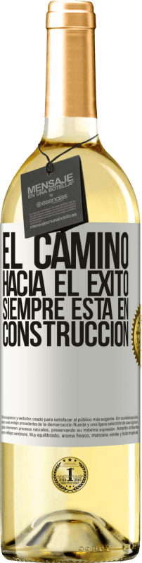 29,95 € Envío gratis | Vino Blanco Edición WHITE El camino hacia el éxito siempre está en construcción Etiqueta Blanca. Etiqueta personalizable Vino joven Cosecha 2024 Verdejo