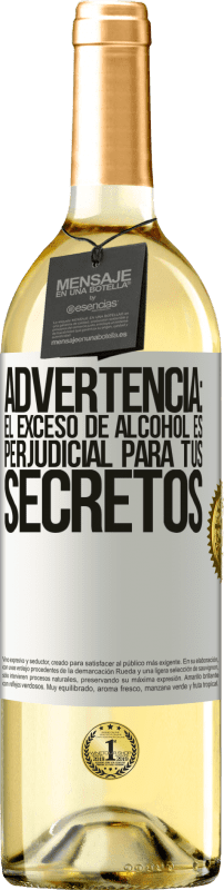 29,95 € Envío gratis | Vino Blanco Edición WHITE Advertencia: El exceso de alcohol es perjudicial para tus secretos Etiqueta Blanca. Etiqueta personalizable Vino joven Cosecha 2023 Verdejo