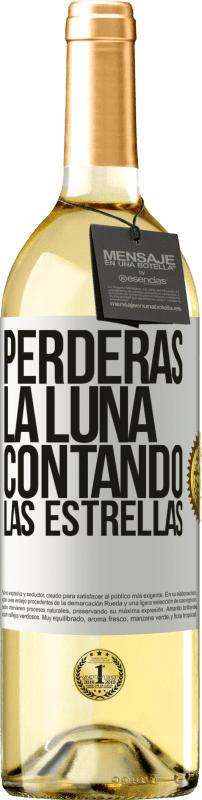 29,95 € Envío gratis | Vino Blanco Edición WHITE Perderás la luna contando las estrellas Etiqueta Blanca. Etiqueta personalizable Vino joven Cosecha 2024 Verdejo