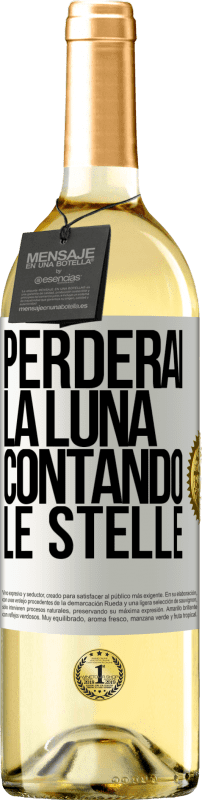 29,95 € Spedizione Gratuita | Vino bianco Edizione WHITE Perderai la luna contando le stelle Etichetta Bianca. Etichetta personalizzabile Vino giovane Raccogliere 2024 Verdejo