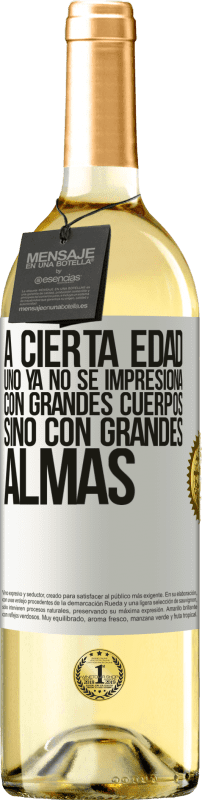 29,95 € Envío gratis | Vino Blanco Edición WHITE A cierta edad uno ya no se impresiona con grandes cuerpos, sino con grandes almas Etiqueta Blanca. Etiqueta personalizable Vino joven Cosecha 2025 Verdejo