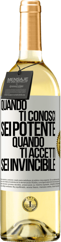 29,95 € Spedizione Gratuita | Vino bianco Edizione WHITE Quando ti conosci, sei potente. Quando ti accetti, sei invincibile Etichetta Bianca. Etichetta personalizzabile Vino giovane Raccogliere 2024 Verdejo