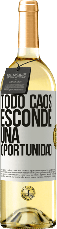 29,95 € Envío gratis | Vino Blanco Edición WHITE Todo caos esconde una oportunidad Etiqueta Blanca. Etiqueta personalizable Vino joven Cosecha 2023 Verdejo