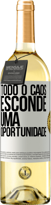 29,95 € Envio grátis | Vinho branco Edição WHITE Todo o caos esconde uma oportunidade Etiqueta Branca. Etiqueta personalizável Vinho jovem Colheita 2025 Verdejo