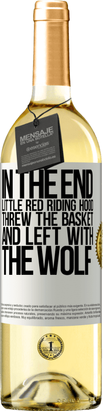29,95 € 送料無料 | 白ワイン WHITEエディション 最後に、赤ずきんちゃんがバスケットを投げてオオカミと一緒に去りました ホワイトラベル. カスタマイズ可能なラベル 若いワイン 収穫 2023 Verdejo