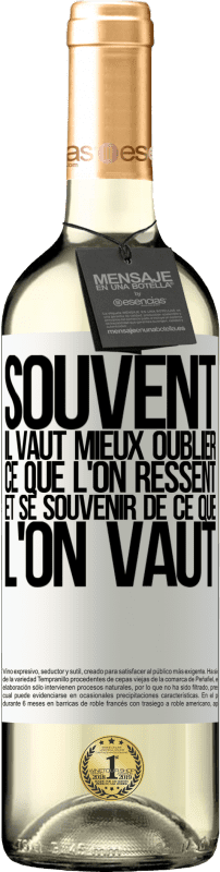 29,95 € Envoi gratuit | Vin blanc Édition WHITE Souvent, il vaut mieux oublier ce que l'on ressent et se souvenir de ce que l'on vaut Étiquette Blanche. Étiquette personnalisable Vin jeune Récolte 2024 Verdejo