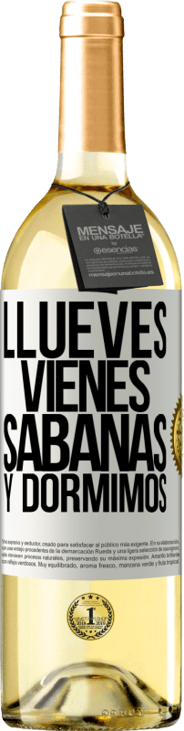 29,95 € Spedizione Gratuita | Vino bianco Edizione WHITE Llueves, vienes, sábanas y dormimos Etichetta Bianca. Etichetta personalizzabile Vino giovane Raccogliere 2024 Verdejo