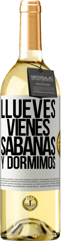 29,95 € Envio grátis | Vinho branco Edição WHITE Llueves, vienes, sábanas y dormimos Etiqueta Branca. Etiqueta personalizável Vinho jovem Colheita 2024 Verdejo