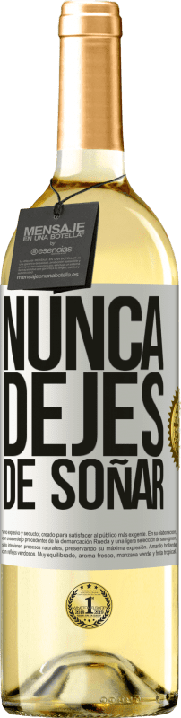 29,95 € Envío gratis | Vino Blanco Edición WHITE Nunca dejes de soñar Etiqueta Blanca. Etiqueta personalizable Vino joven Cosecha 2024 Verdejo