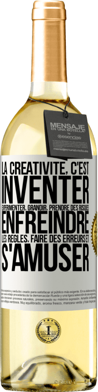 29,95 € Envoi gratuit | Vin blanc Édition WHITE La créativité, c'est inventer, expérimenter, grandir, prendre des risques, enfreindre les règles, faire des erreurs et s'amuser Étiquette Blanche. Étiquette personnalisable Vin jeune Récolte 2024 Verdejo