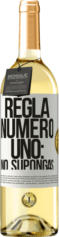 29,95 € Envío gratis | Vino Blanco Edición WHITE Regla número uno: no supongas Etiqueta Blanca. Etiqueta personalizable Vino joven Cosecha 2023 Verdejo