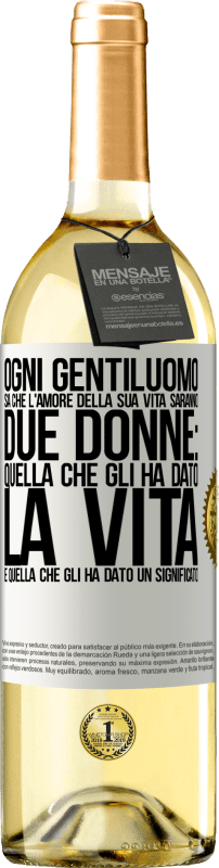 29,95 € Spedizione Gratuita | Vino bianco Edizione WHITE Ogni gentiluomo sa che l'amore della sua vita saranno due donne: quella che gli ha dato la vita e quella che gli ha dato un Etichetta Bianca. Etichetta personalizzabile Vino giovane Raccogliere 2024 Verdejo