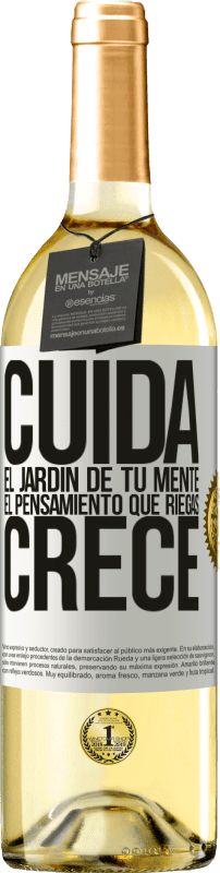 29,95 € Envío gratis | Vino Blanco Edición WHITE Cuida el jardín de tu mente. El pensamiento que riegas, crece Etiqueta Blanca. Etiqueta personalizable Vino joven Cosecha 2025 Verdejo