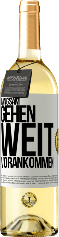 29,95 € Kostenloser Versand | Weißwein WHITE Ausgabe Langsam gehen. Weit vorankommen Weißes Etikett. Anpassbares Etikett Junger Wein Ernte 2023 Verdejo