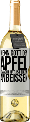 29,95 € Kostenloser Versand | Weißwein WHITE Ausgabe Wenn Gott den Apfel gemacht hat, ist er zum Anbeißen Weißes Etikett. Anpassbares Etikett Junger Wein Ernte 2024 Verdejo