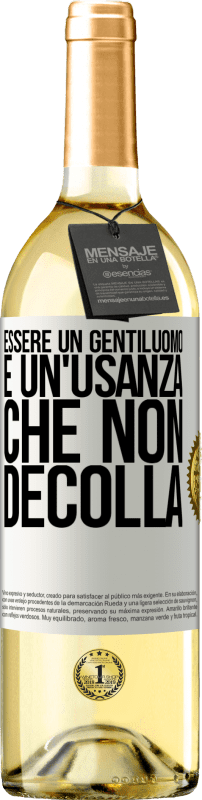 29,95 € Spedizione Gratuita | Vino bianco Edizione WHITE Essere un gentiluomo è un'usanza che non decolla Etichetta Bianca. Etichetta personalizzabile Vino giovane Raccogliere 2024 Verdejo