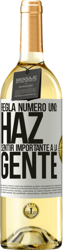 29,95 € Envío gratis | Vino Blanco Edición WHITE Regla número uno: haz sentir importante a la gente Etiqueta Blanca. Etiqueta personalizable Vino joven Cosecha 2024 Verdejo