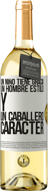 29,95 € Envío gratis | Vino Blanco Edición WHITE Un niño tiene gracia, un hombre estilo y un caballero, carácter Etiqueta Blanca. Etiqueta personalizable Vino joven Cosecha 2024 Verdejo