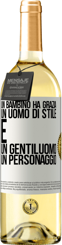 29,95 € Spedizione Gratuita | Vino bianco Edizione WHITE Un bambino ha grazia, un uomo di stile e un gentiluomo, un personaggio Etichetta Bianca. Etichetta personalizzabile Vino giovane Raccogliere 2024 Verdejo