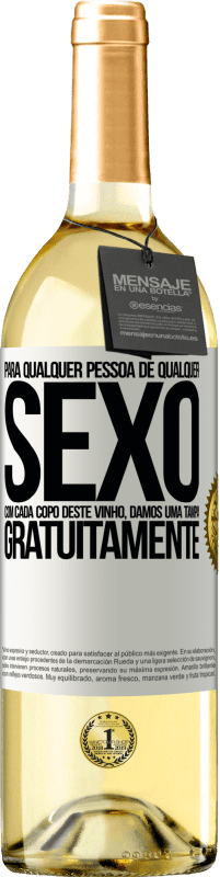 29,95 € Envio grátis | Vinho branco Edição WHITE Para qualquer pessoa de qualquer sexo com cada copo deste vinho, damos uma tampa GRATUITAMENTE Etiqueta Branca. Etiqueta personalizável Vinho jovem Colheita 2024 Verdejo