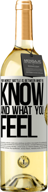 29,95 € Free Shipping | White Wine WHITE Edition Your worst battle is between what you know and what you feel White Label. Customizable label Young wine Harvest 2025 Verdejo