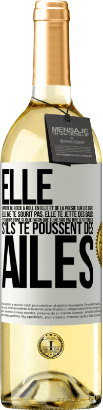 29,95 € Envoi gratuit | Vin blanc Édition WHITE Elle apporte du Rock & Roll en elle et de la poésie sur les lèvres. Elle ne te sourit pas, elle te jette des balles et tu meurs Étiquette Blanche. Étiquette personnalisable Vin jeune Récolte 2024 Verdejo