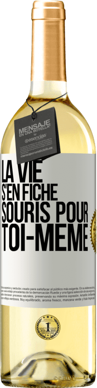 29,95 € Envoi gratuit | Vin blanc Édition WHITE La vie s'en fiche, souris pour toi-même Étiquette Blanche. Étiquette personnalisable Vin jeune Récolte 2024 Verdejo