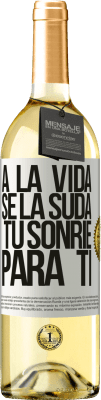 29,95 € Envío gratis | Vino Blanco Edición WHITE A la vida se la suda, tú sonríe para ti Etiqueta Blanca. Etiqueta personalizable Vino joven Cosecha 2023 Verdejo