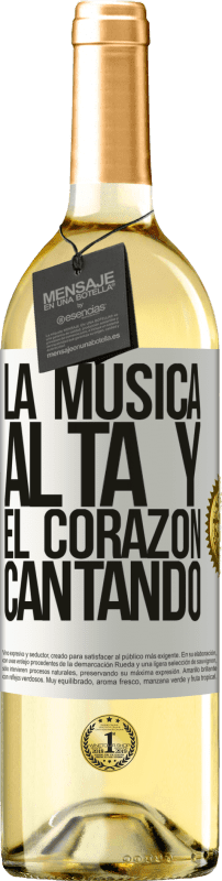 29,95 € Envío gratis | Vino Blanco Edición WHITE La música alta y el corazón cantando Etiqueta Blanca. Etiqueta personalizable Vino joven Cosecha 2023 Verdejo