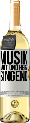29,95 € Kostenloser Versand | Weißwein WHITE Ausgabe Musik laut und Herz singend Weißes Etikett. Anpassbares Etikett Junger Wein Ernte 2024 Verdejo