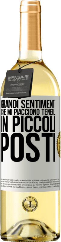 29,95 € Spedizione Gratuita | Vino bianco Edizione WHITE Grandi sentimenti che mi piacciono tenerli in piccoli posti Etichetta Bianca. Etichetta personalizzabile Vino giovane Raccogliere 2024 Verdejo