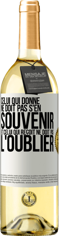 29,95 € Envoi gratuit | Vin blanc Édition WHITE Celui qui donne ne doit pas s'en souvenir et celui qui reçoit ne doit pas l'oublier Étiquette Blanche. Étiquette personnalisable Vin jeune Récolte 2024 Verdejo